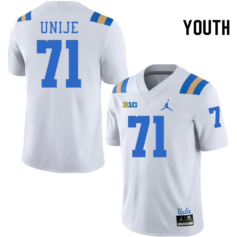 Youth #71 Reuben Unije UCLA Bruins College Football Jerseys Stitched-White